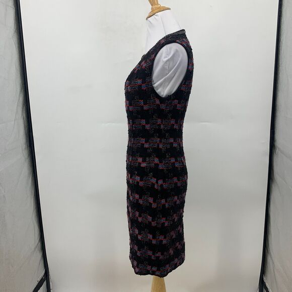Trina Turk Dress Womens 2 Black Multi Sleeveless Good Night Tweed Sheath Lined - Picture 4 of 15